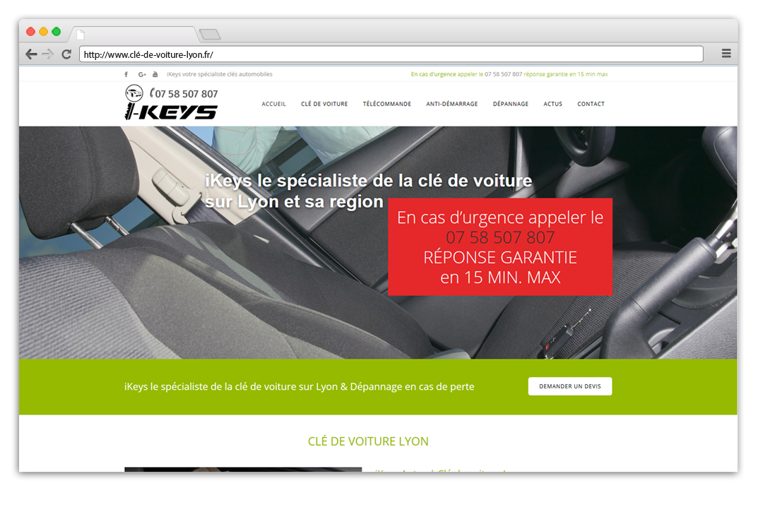 Création site internet Clé de voiture Lyon - iKeys