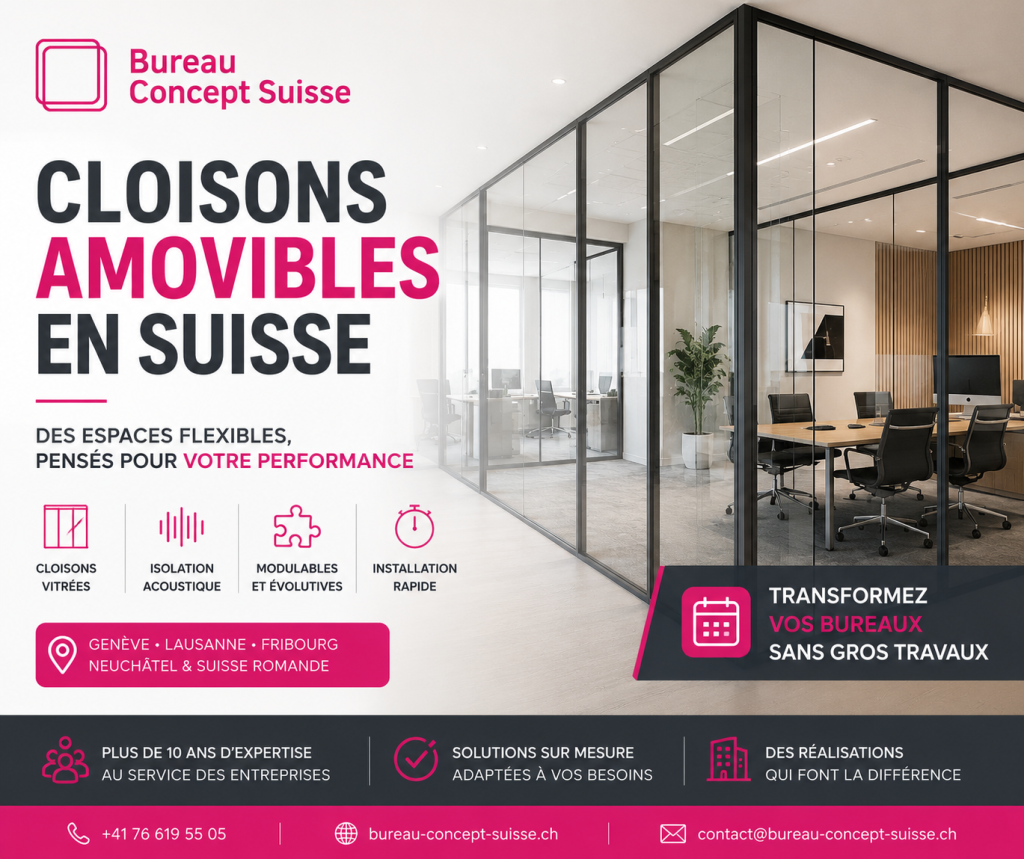 cloison amovible bureau — réalisation Bureau Concept Suisse