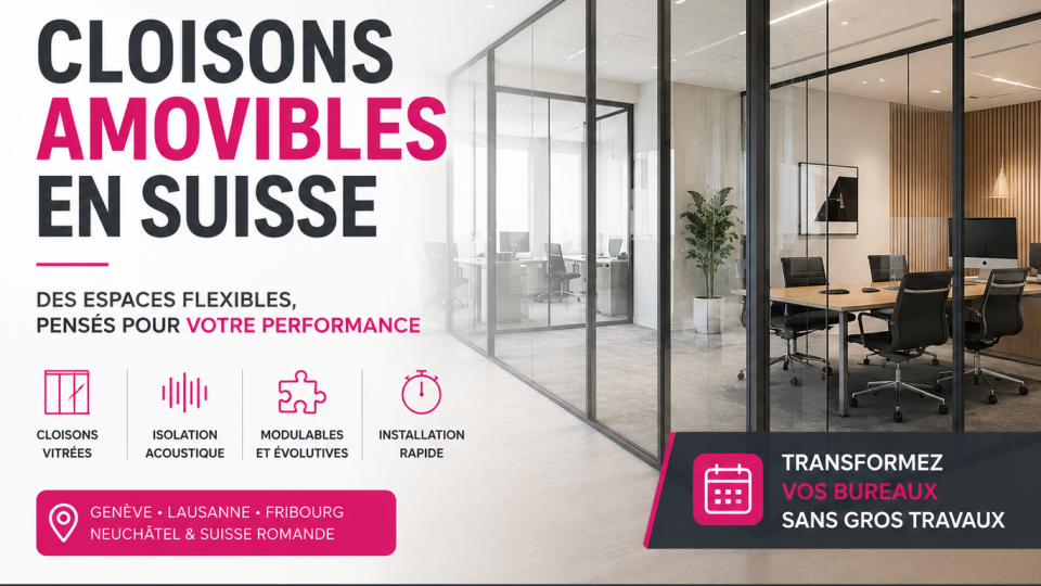 cloison amovible bureau — réalisation Bureau Concept Suisse